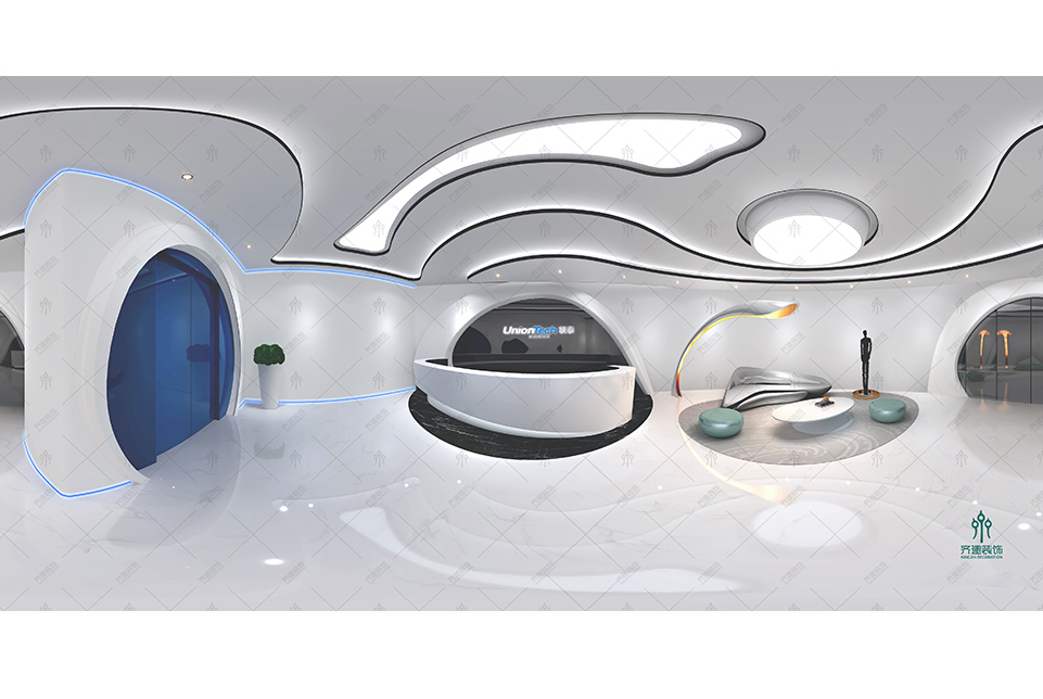  上海聯(lián)泰科技辦公室前廳裝修設計效果圖 