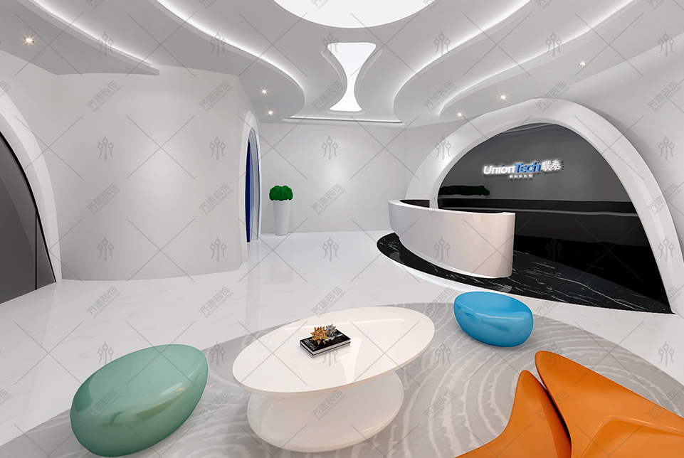  上海聯(lián)泰科技辦公室前臺裝修設計效果圖2 