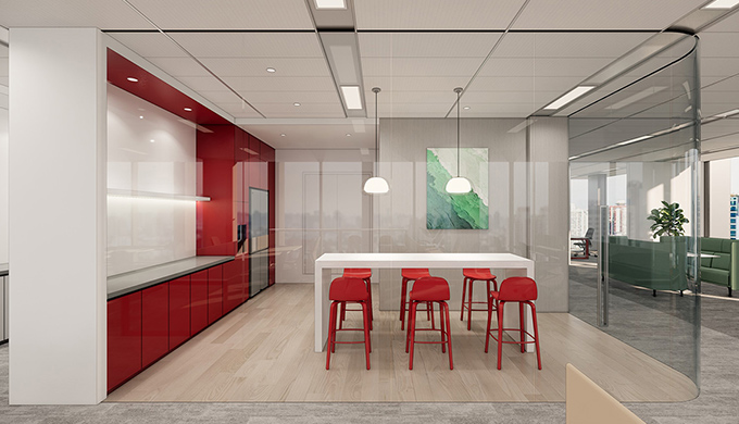 全景玻璃隔斷辦公室茶水間