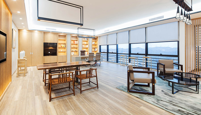 上海原木風老板辦公室裝修竣工效果